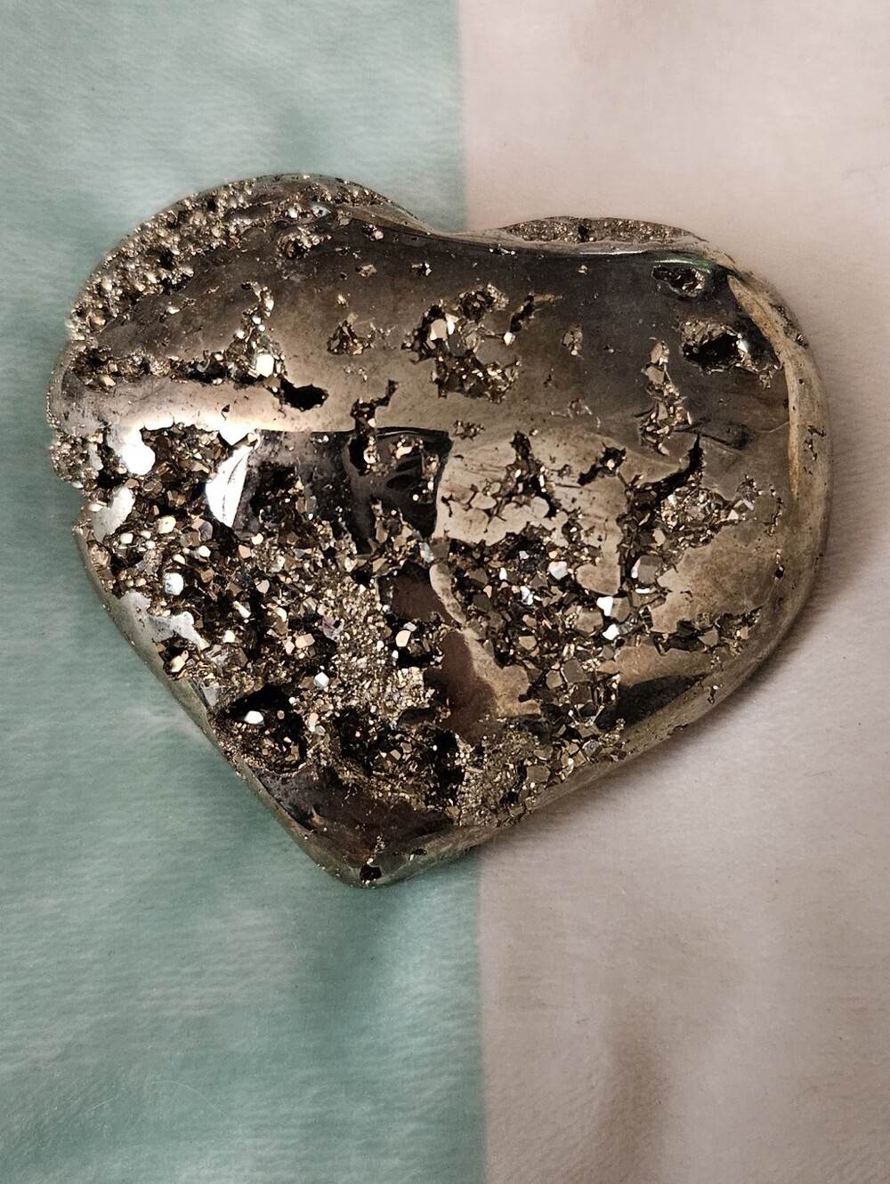 Heart-Shaped Decorative Pyrite Accent - Metallic Silver